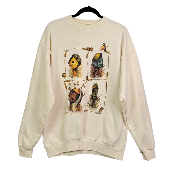 1997 Vintage Birdhouse Graphic Grandma Sweatshirt Crewneck Women's Size L - Picture 1 of 15